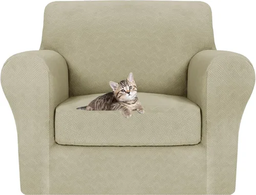 Vista 103 de MAXIJIN 2 piezas de fundas para silla con brazos, funda para silla de sofá para sala de estar, funda elástica para perros para una silla con 1 cojín