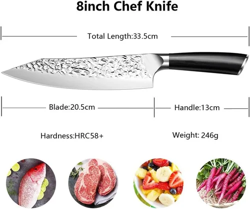 Vista 2 de Cuchillo de chef de 8 pulgadas, cuchillo de chef súper afilado, cuchillo de cocina para cocinero casero, cuchillo universal de acero inoxidable al