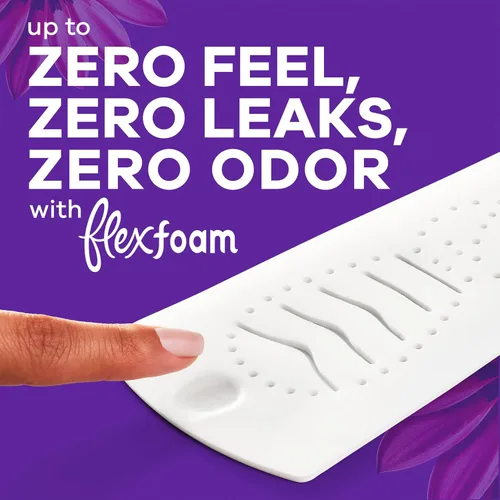 Vista 5 de Always Radiant Toallas Femeninas para Mujeres, Toallas Flexfoam con Alas, Tamaño 5, Absorción Extra Fuerte para la Noche, Ligeramente Perfumadas, 26