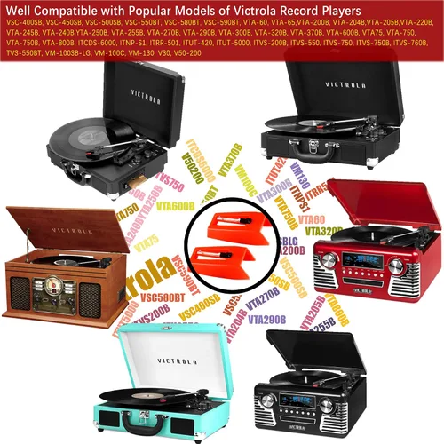 Vista 7 de Paquete de 2 agujas de repuesto para tocadiscos de rubí, agujas para tocadiscos Crosley Victrola Boytone Ion Jenson