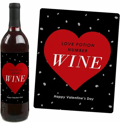 Vista 5 de Big Dot of Happiness - Día de San Valentín - Regalo para mujeres y hombres - Etiquetas adhesivas para botellas de vino - Juego de 4