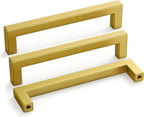 Vista 32 de Goldenwarm 1 paquete de manija cuadrada negra para cajones de gabinete de barra, de acero inoxidable, herrajes modernos para gabinetes de cocina