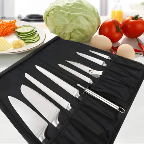 Vista 6 de Tosnail Bolsa enrollable para cuchillos de chef con asa de transporte y correa para el hombro, bolsa de almacenamiento de cuchillos de cocina