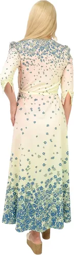 Vista 4 de CowCow Vestido maxi bohemio para mujer, estilo japonés, con diseño de flor de cerezo, flores florales, lazo en la cintura, XS-3XL, Rosado