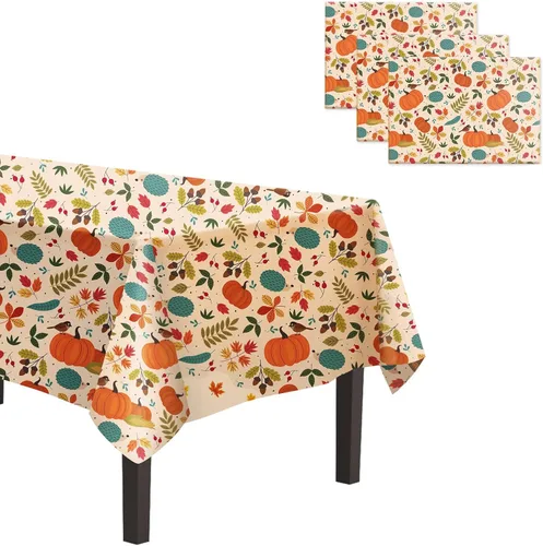 Vista 8 de Mantel de plástico de 54 x 108 pulgadas, paquete de 2 manteles rectangulares desechables para decoración de mesa de Pascua