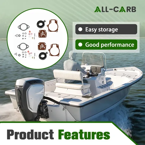 Vista 5 de ALL-CARB Paquete de 2 kits de reparación de carbohidratos con flotador de repuesto para Johnson Evinrude 396701 18 20 25 28 30 35 40 45 48 50 55 60