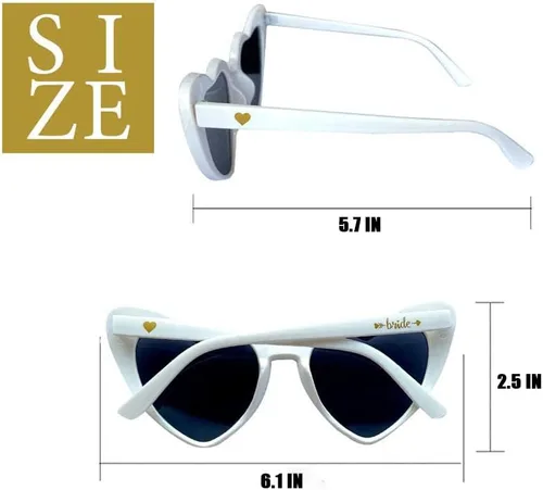 Vista 2 de PartyGifts&beyond Paquete de 10 lentes de sol para despedida de soltera, lentes de sol con forma de corazón, para dama de honor