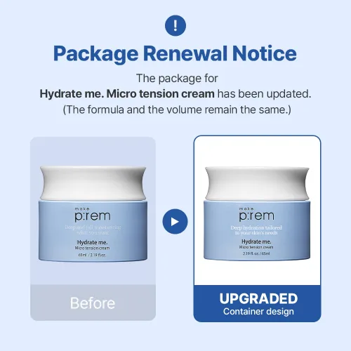 Vista 2 de MAKE P:REM Hydrate Me. Crema de micro tensión, tipo gel acuoso hidratante, crema facial hidratante con acabado no pegajoso para piel seca, sensible