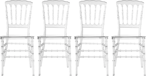 Vista 10 de Clear Dining Chairs Set of 4, Modern Kitchen Chairs with Transparent Seat, Transparent PC Accent Side Chairs, Clears Elegant Wedding Chairs for