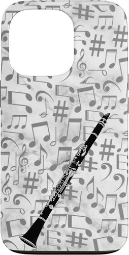 Vista 10 de Clarinet Phone Case - Music Notes - White Background Case for iPhone 17