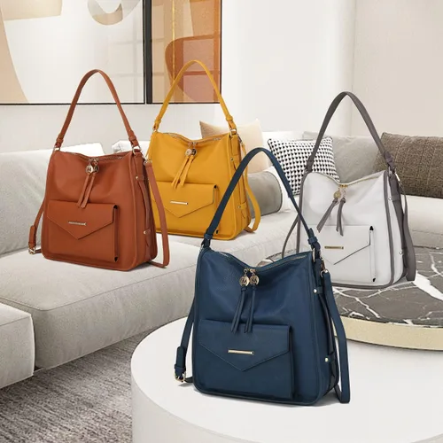 Vista 7 de MKF - Bolso Hobo de moda para mujer, de piel sintética, con asa superior, con correa para el hombro, para mujer