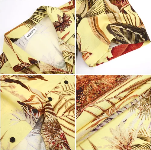 Vista 6 de MCEDAR Hawaiian Shirt for Men Regular Fit Short Sleeve Button Down Summer Beach Tropical Aloha Shirts S-3XL