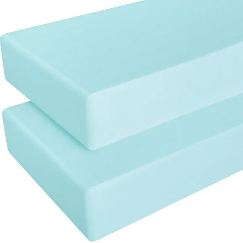 Vista 15 de NTBAY - Sábana bajera ajustable para cuna para bebé, color sólido y suave, 28.0 x 52.0 pulgadas Soft Fitted Crib Sheet with Full Elastic and 8