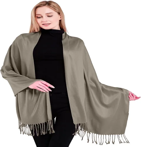 Vista 16 de CJ Apparel Solid Color Tassels Design Nepalese Shawl Seconds Scarf Wrap Stole Throw Head Wrap Pashmina Hand Made in Nepal Amarillo ámbar
