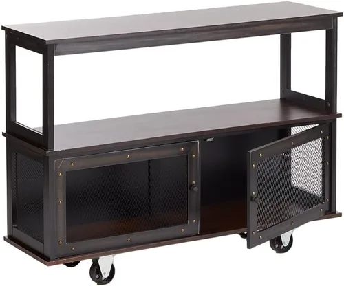 Vista 6 de The Lakeside Collection Carritos de buffet con ruedas de estilo industrial - Negro