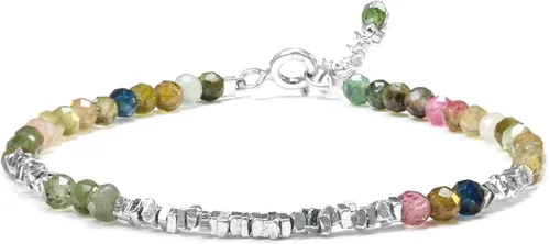 Vista 12 de Pulsera de cuentas de cristal natural de plata 925 hecha a mano. Joyería energética de piedras preciosas facetadas para mujeres, regalo