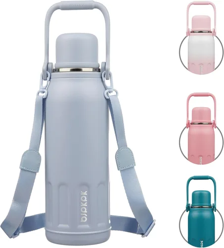 Vista 17 de BJPKPK - Botellas de agua termoaisladas de 27 onzas con tapa y asa de transporte, botellas de agua de acero inoxidable libres de BPA para la Verde