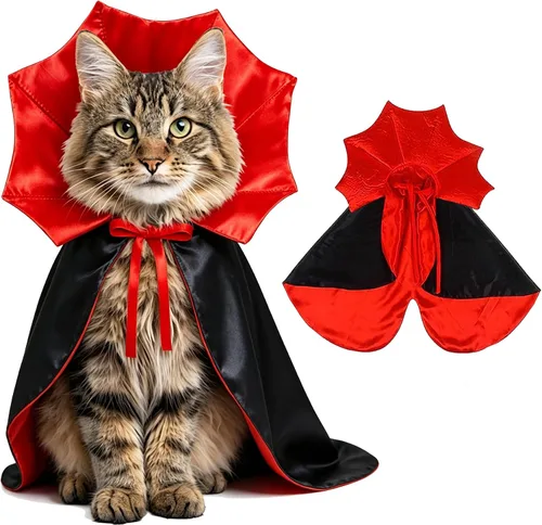 Vista 14 de GOYOSWA Disfraz de Halloween para perro, disfraz de vampiro, capa de vampiro, capa de vampiro, disfraz de Halloween para perros pequeños, medianos