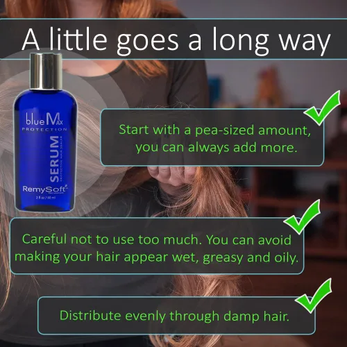 Vista 3 de RemySoft BlueMax - Suero protector de silicona, seguro para extensiones de cabello, tejidos y pelucas, suero de fórmula de salón de 2 onzas