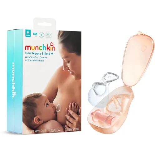 Vista 15 de Munchkin Flow - Protector de pezón de 0.63 pulgadas para recién nacidos en lactancia, monitor de cierre de silicona con canal de flujo de leche