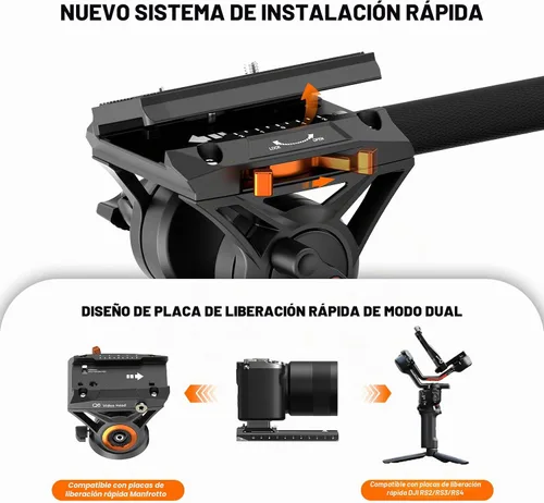 Vista 3 de Monopod de cámara profesional con pies, monopie de video de viaje portátil de aluminio de 73.2 pulgadas con base de trípode extraíble, carga máxima