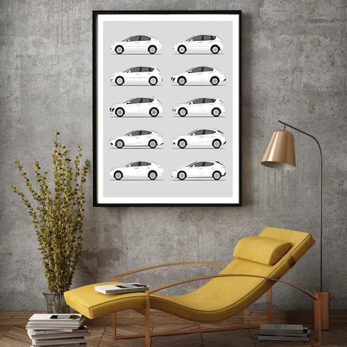 Vista 5 de Idea Network Póster hecho a mano compatible con Mazda 3, arte de pared hecho a mano, decoración de Mazda 3 BK BL BN BM BP Generations History
