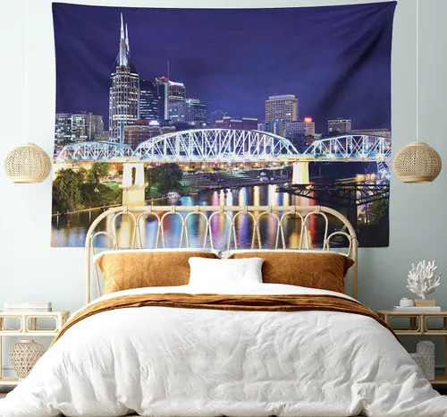 Vista 44 de Lunarable Tapiz mexicano, tema de cultura latinoamericana, sombrero de paja, manta de serape de Maracas, decoración de tela para colgar en la pared