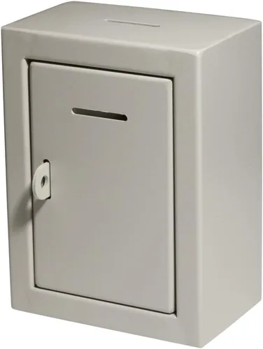 Vista 17 de Caja de Donación de Metal - Caja de Sugerencias con Ranura y Cerradura - Caja de Seguridad para Dinero - Caja de Depósito Segura - Caja