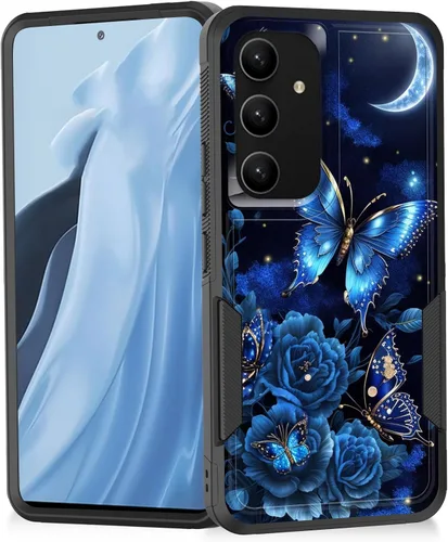 Vista 59 de Funda para Galaxy A14 5G, resistente de doble capa híbrida de policarbonato duro, goma suave, a prueba de golpes, funda protectora resistente