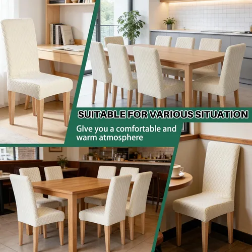 Vista 7 de Dioxide Juego de 4 fundas impermeables para sillas de comedor, fundas elásticas para sillas de comedor, fundas para sillas Parson, extraíbles