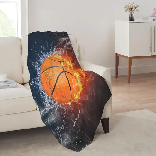 Vista 5 de Manta de baloncesto para niños y niños, manta de franela antibolitas, manta de franela deportiva suave y cálida, ropa de cama acogedora para todas