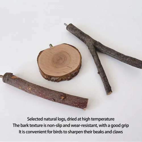 Vista 3 de 8 piezas de madera natural para pájaros, perca de madera, soporte de tenedor, juguetes de múltiples ramas, soporte de plataforma para periquitos