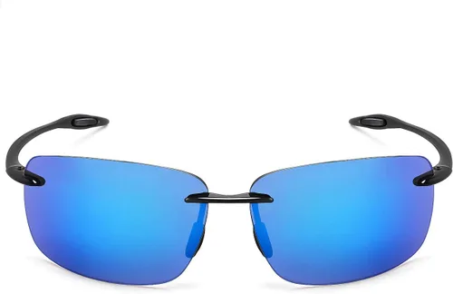Vista 2 de JULI - Lentes de sol polarizados deportivos para hombres y mujeres, marco sin montura Tr90 para correr, pesca, golf, surf, conducción (azul)