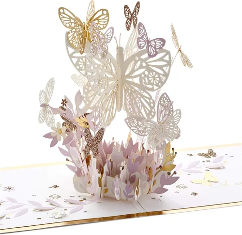 Vista 2 de Hallmark Tarjeta desplegable Signature Paper Wonder, Thankful for You & Signature Paper Wonder, ramo de pensamientos felices