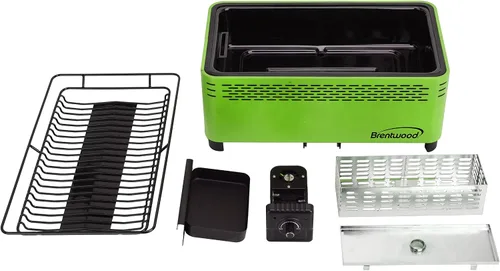 Vista 7 de Brentwood BBF-31G Barbacoa portátil sin humo, antiadherente, verde