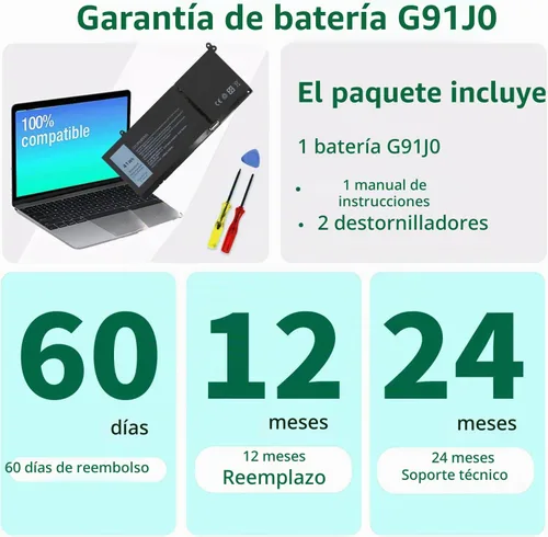 Vista 6 de Batería G91J0 de 41Wh para Dell Latitude 3520 3320 3330 3420 Inspiron 3510