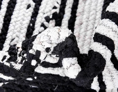 Vista 7 de Unique Loom Braided Chindi Collection Casual Modern Black Area Rug (9' 0 x 12' 0)