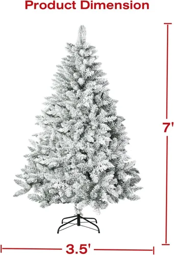 Vista 5 de Incbruce Árbol de Navidad artificial de 7 pies, árbol de Navidad con 1,000 puntas de rama, árbol de Navidad flocado con base estable de metal