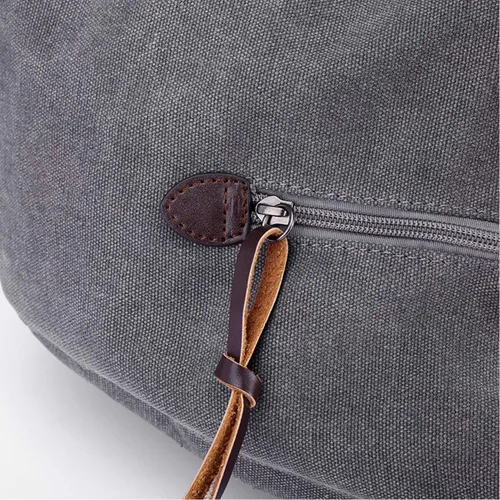 Vista 6 de DOURR Bolso de hombro con múltiples bolsillos para mujer, bolso de lona de algodón de moda