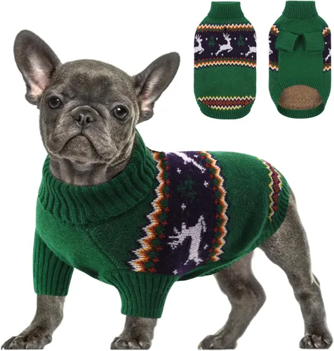 Vista 21 de Queenmore - Suéter de punto trenzado con cuello alto para perros pequeños, para climas fríos, para chihuahua, bulldog, teckel, carlino y yorkie, XS