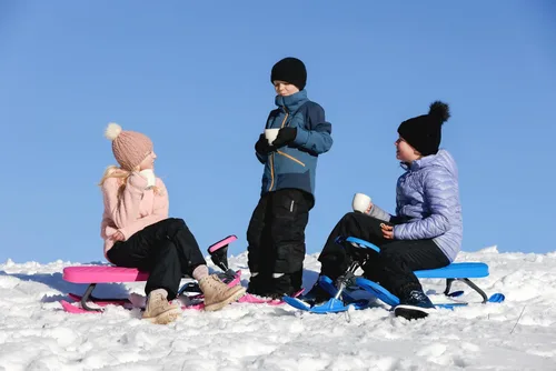 Vista 6 de STIGA Snowracer Curve Snow Sledge with Steering Wheel and Brakes for Children