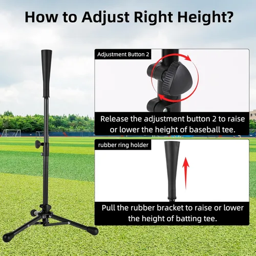 Vista 3 de Kids Baseball Tee, 20.87 to 31.29 Inches Batting Tees for Baseball with Carry Bag, Portable Stable Baseball Tees for Hitting, Tripod Tanner Tee for