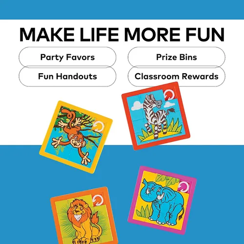 Vista 3 de Fun Express Rompecabezas de plástico de 2 1/2 pulgadas con diseño de animales de zoológico, 12 unidades, ideal para la escuela, cumpleaños, cofres