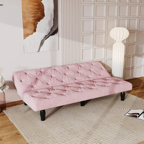 Vista 6 de Sofá cama de terciopelo convertible con patas de madera, cama plegable, sofá cama, sofá cama adecuado para sala de estar familiar, apartamento