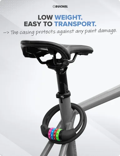 Vista 5 de Büchel Cable de bloqueo de bicicleta para niños, colorido y sin llave, asegura la bicicleta de tu hijo, accesorio de bicicleta fácil de usar