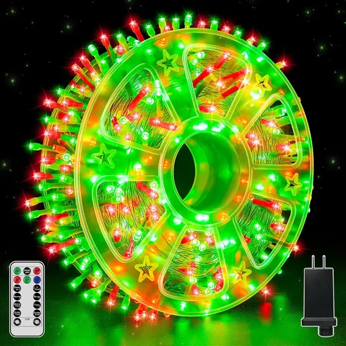 Vista 12 de Guhope - Luces de Navidad 600LED 98 pies, luces de cadena impermeables para exteriores con control remoto y temporizador, 8 modos de luces de hadas