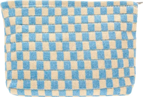 Vista 16 de PAZIMIIK Bolsa de Maquillaje a Cuadros para Bolso Portátil con Cremallera, Estuche Pequeño de Cosméticos para Accesorios de Viaje, Azul Ártico
