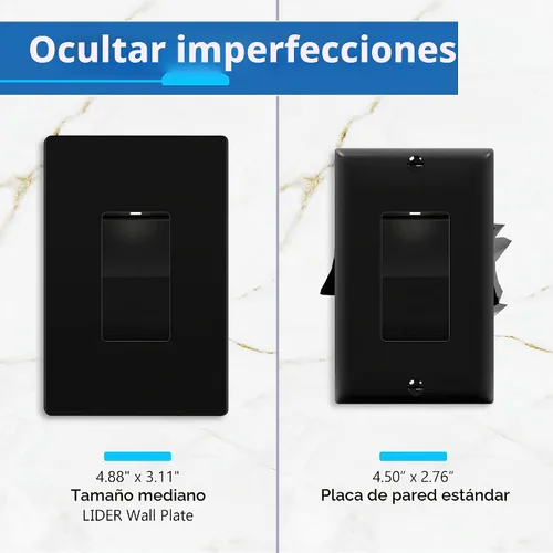 Vista 4 de LIDER Placa de pared decoradora, cubierta de interruptor sin tornillos