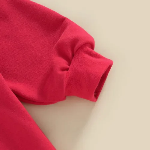 Vista 14 de Traje de bebé niña para el primer día de San Valentín, mameluco de burbujas con cuello redondo, sudadera linda para primavera y otoño