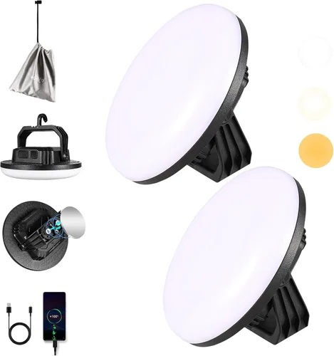 Vista 8 de VAVOFO Linterna LED de Campamento Recargable de 30W, 3000LM, 124 LED con 3 Modos de Iluminación, Luz Portátil para Tienda de 7200mAh con Imán